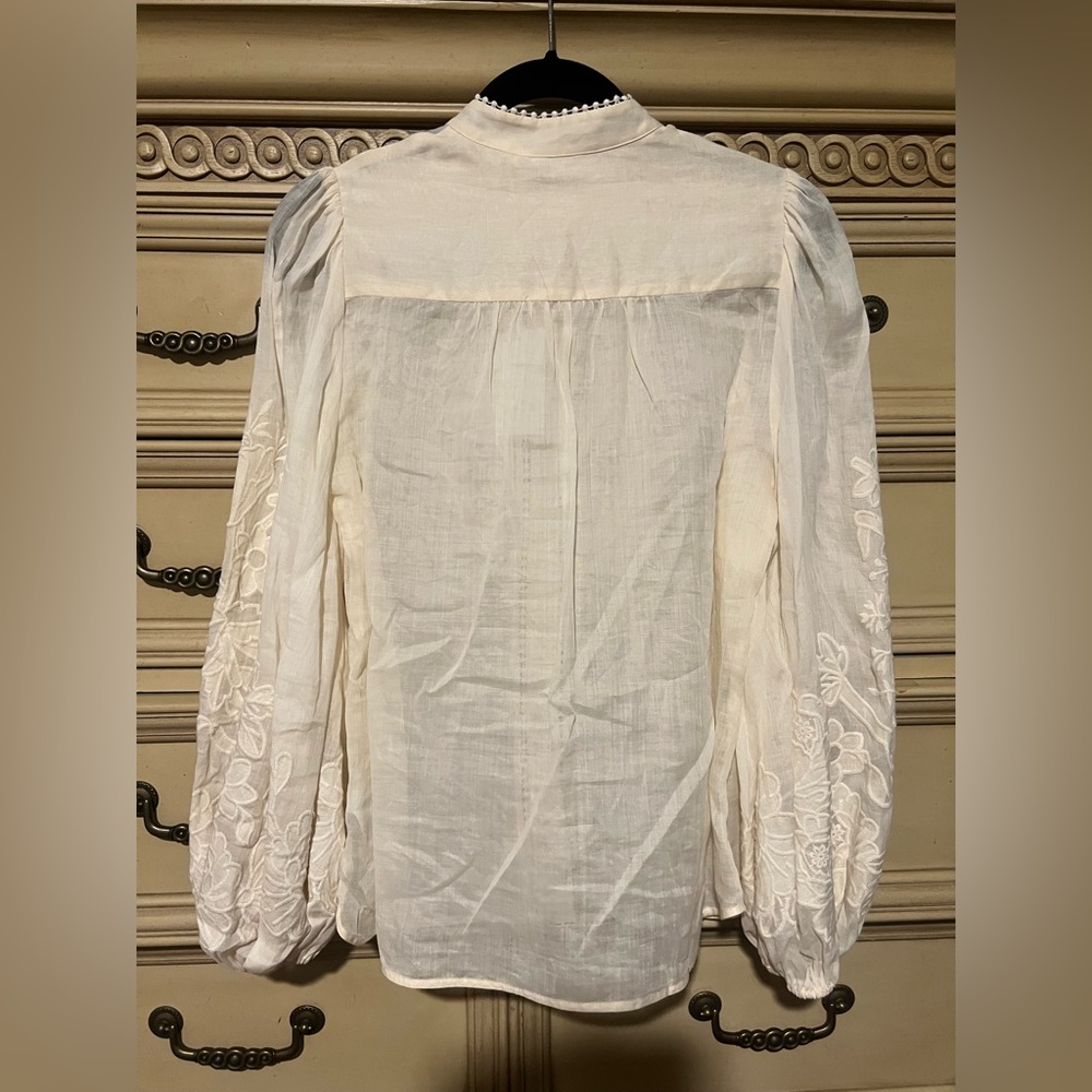 ZIMMERMANN CREAM OTTIE EMBROIDERED BLOUSE AU 1, US 6 Small - Picture 11 of 17